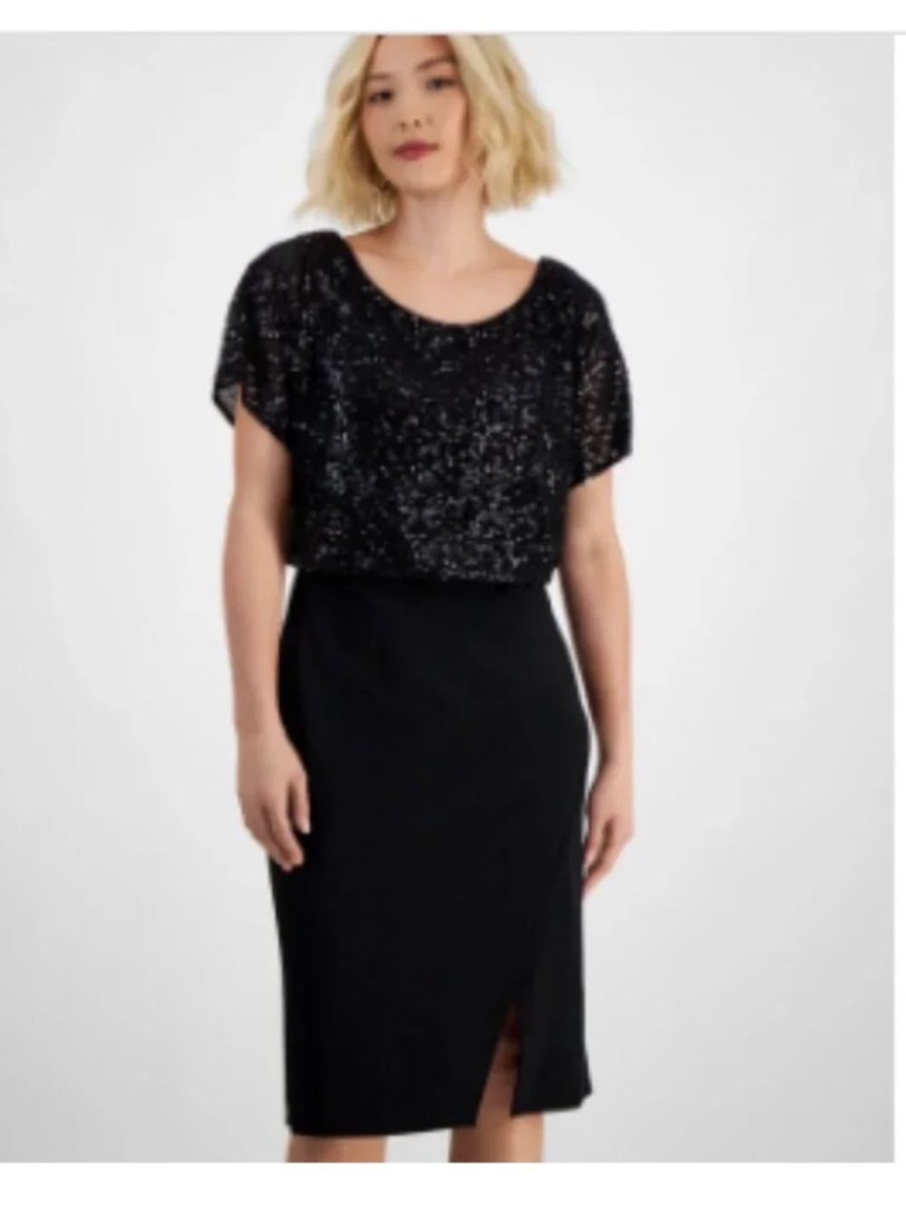 CONNECTED APPAREL Sequin Dolman Sleeve Midi Dress 10P